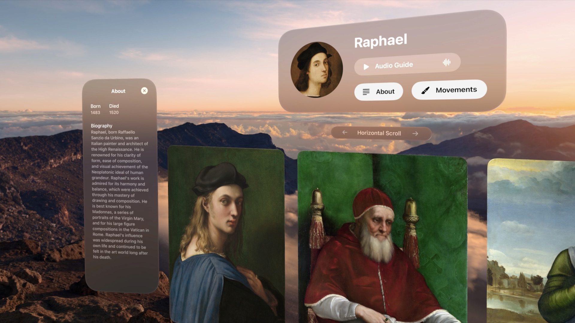 Raphael biography panel in Museas