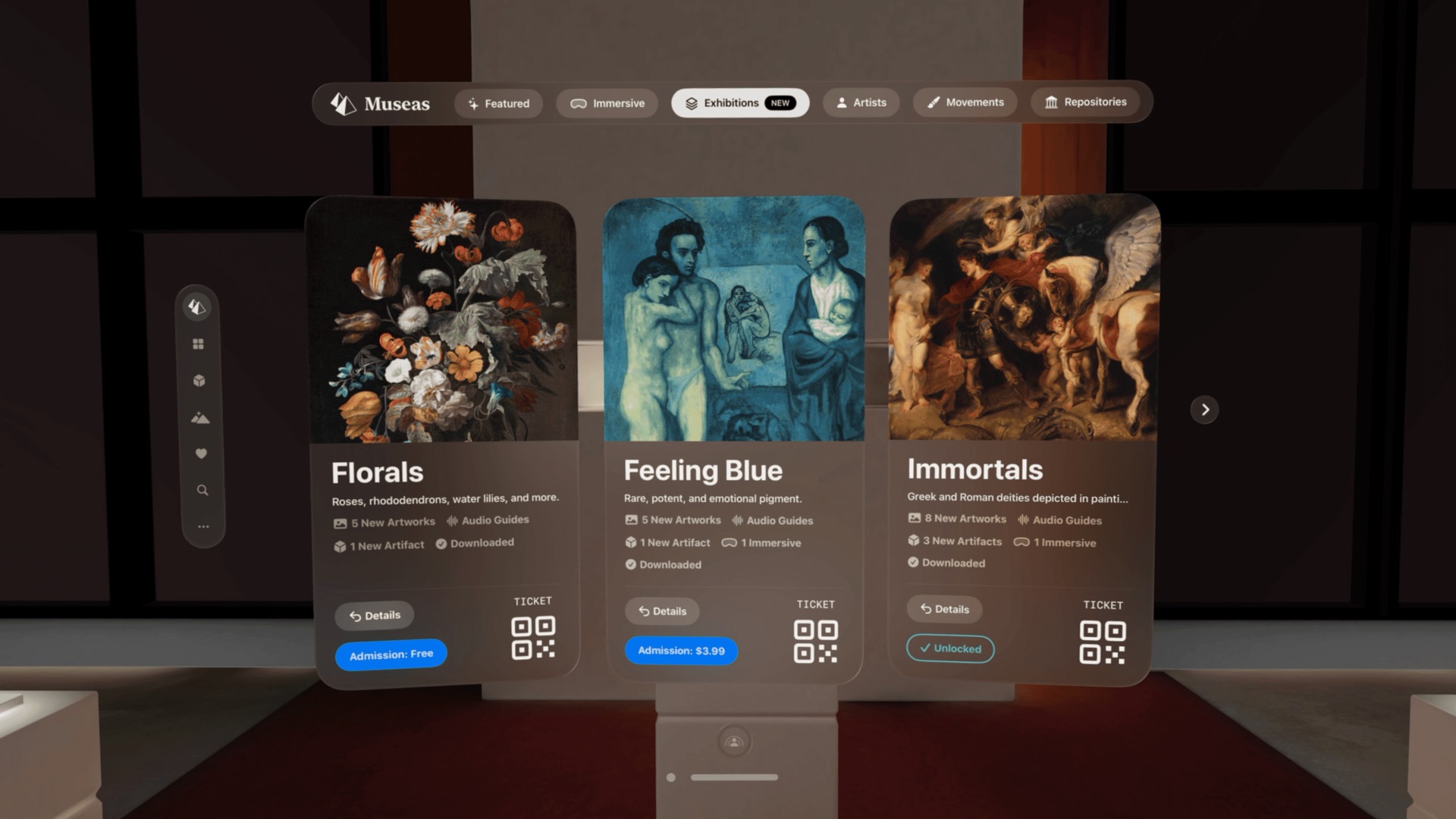 Exhibition admission tickets in Museas