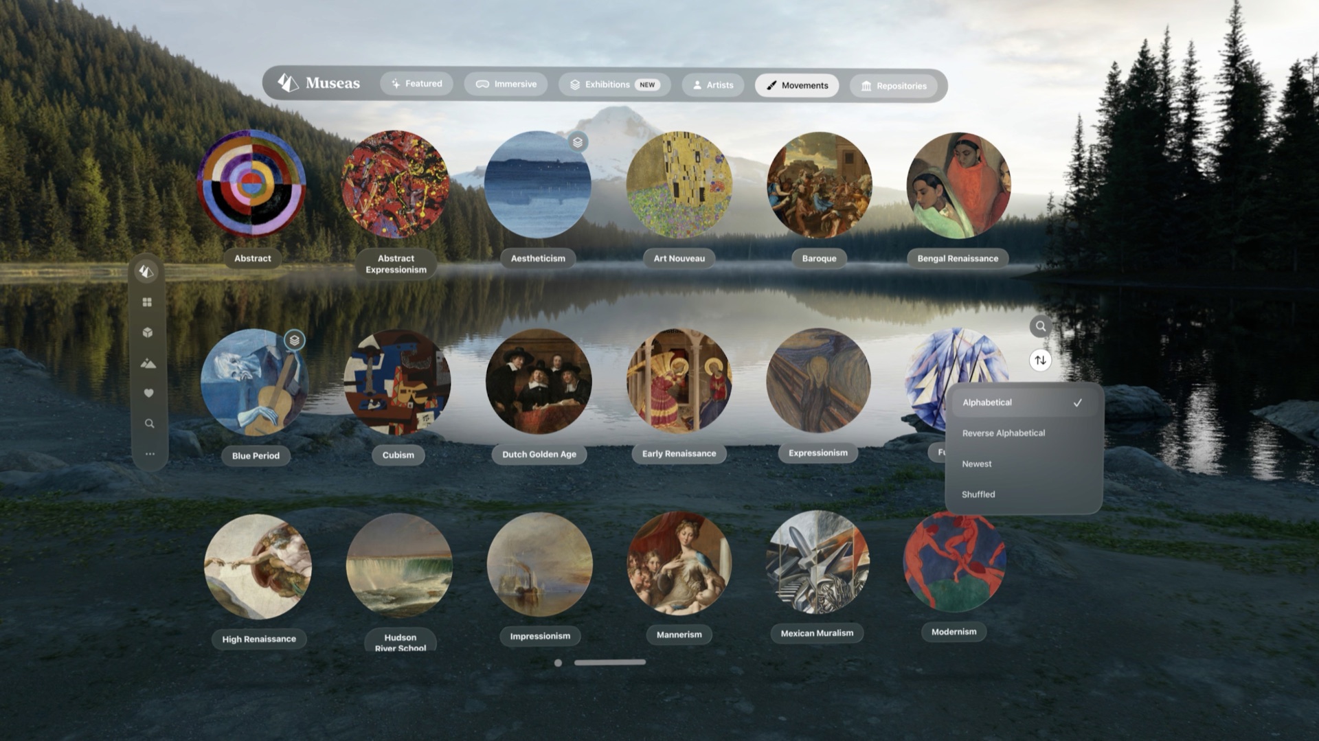 Browsing art movements in Museas