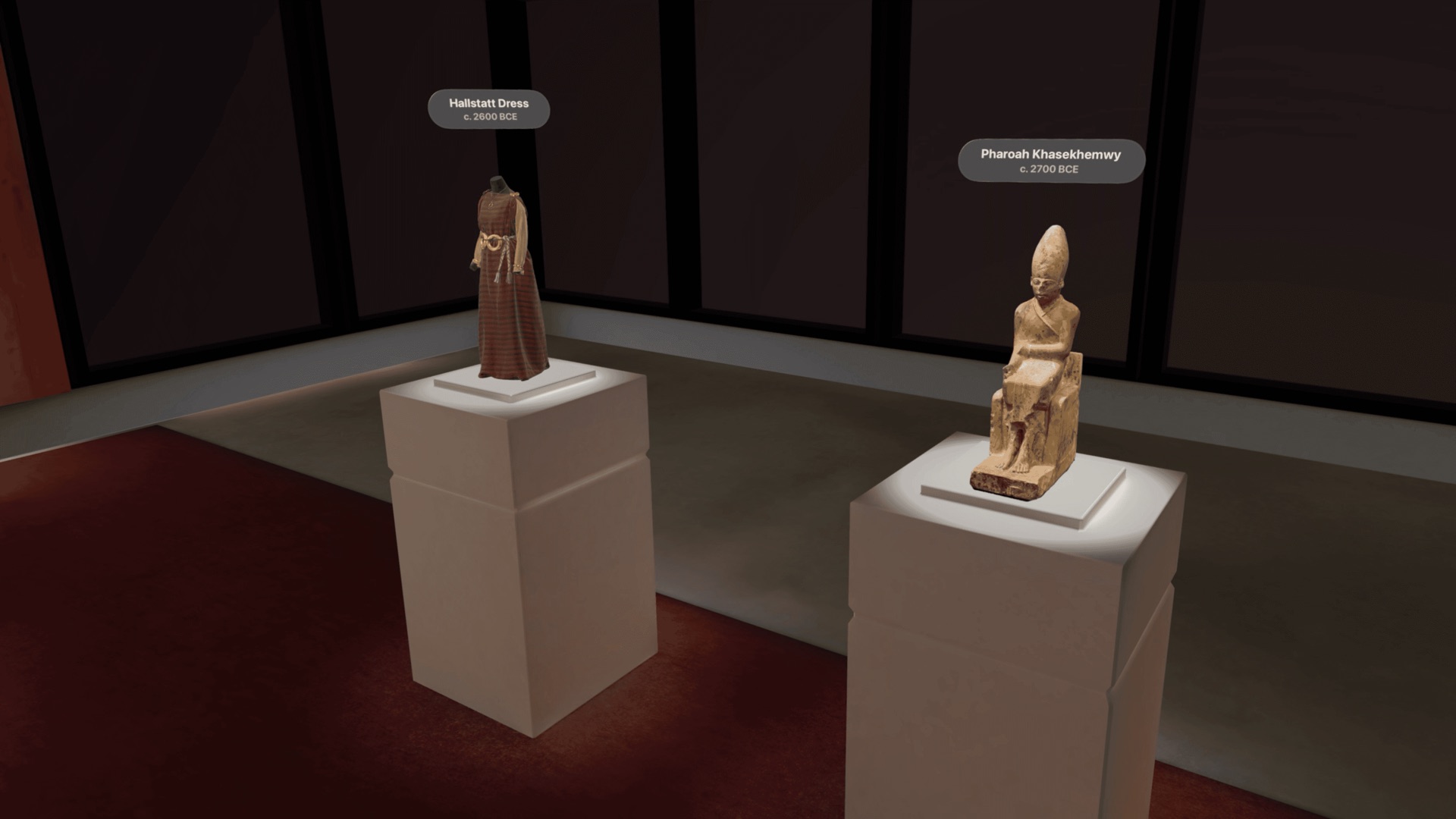 Ancient Egyptian artifacts on display in Museas