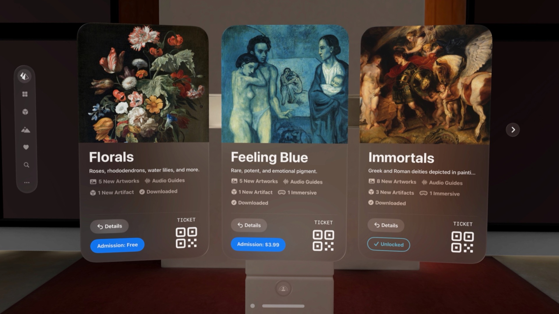 Virtual exhibition admission tickets in Museas