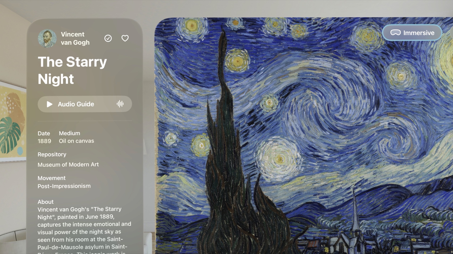 The Starry Night with audio guide in Museas